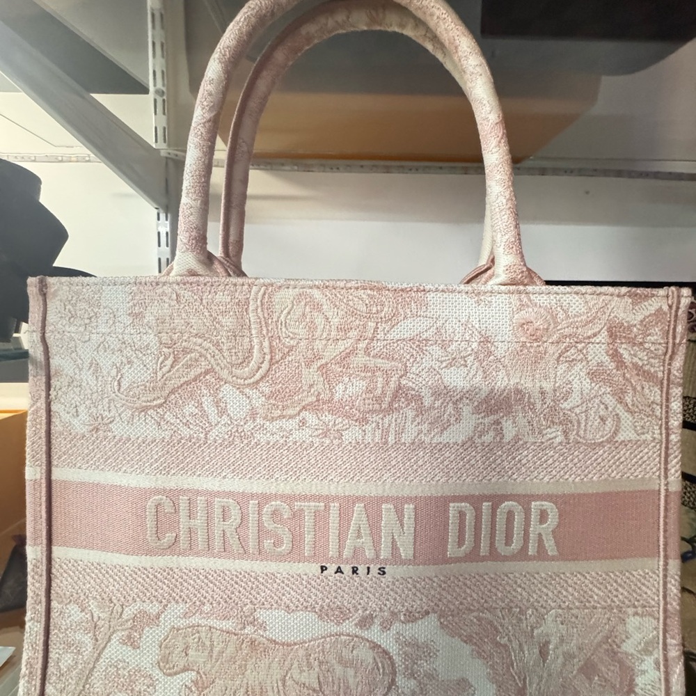 Dior Pink Floral Canvas Tote Bag